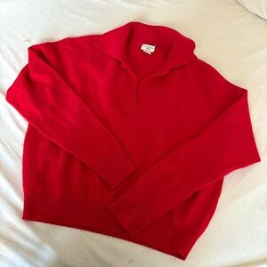Club Monaco Red Cashmere Polo Collar Sweater Size M